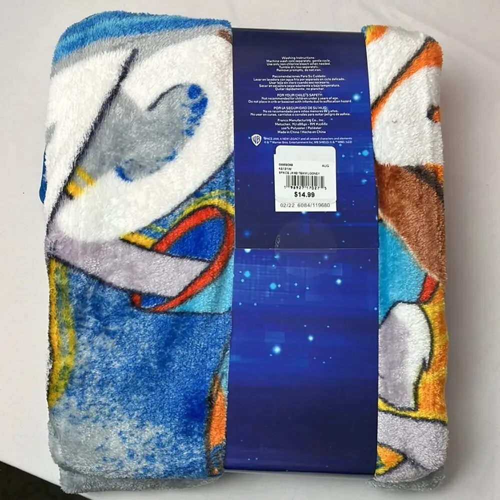 Space Jam A New Legacy Silky Soft Throw Gray Blue Orange 40”x50”